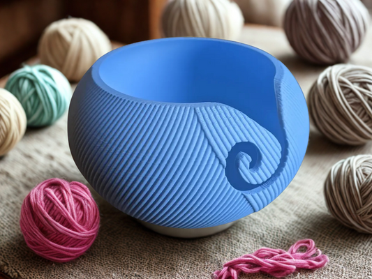 3D-printet garnskål med flettet mønster