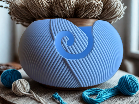 3D-printet garnskål med flettet mønster