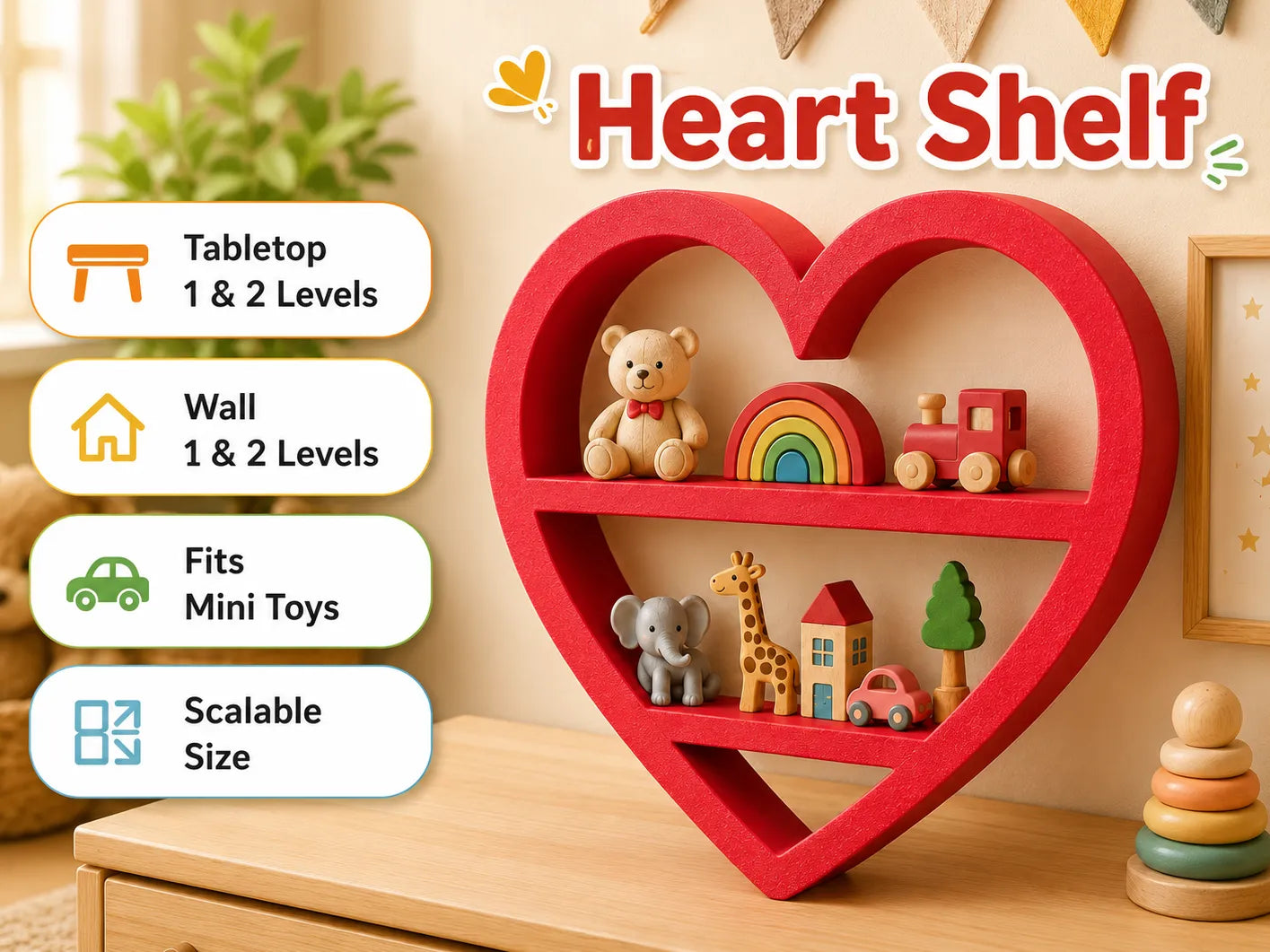 Cute Shelf Buddy Collection – Dekorativ Mini-Hylde
