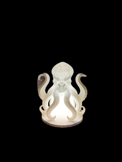 Kraken Natlampe – Skulpturel Havuhyre Lampe til Fyrfadslys eller LED med Fjernbetjening