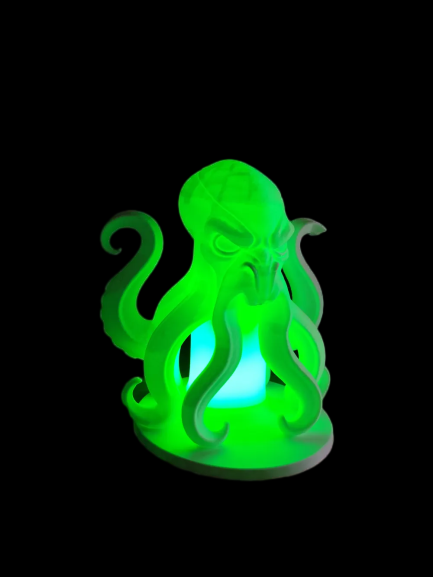 Kraken Natlampe – Skulpturel Havuhyre Lampe til Fyrfadslys eller LED med Fjernbetjening