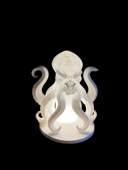 Kraken Natlampe – Skulpturel Havuhyre Lampe til Fyrfadslys eller LED med Fjernbetjening
