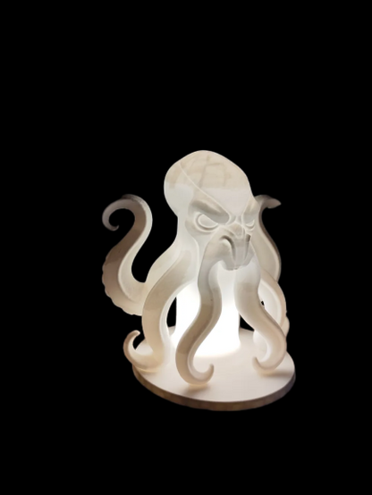Kraken Natlampe – Skulpturel Havuhyre Lampe til Fyrfadslys eller LED med Fjernbetjening