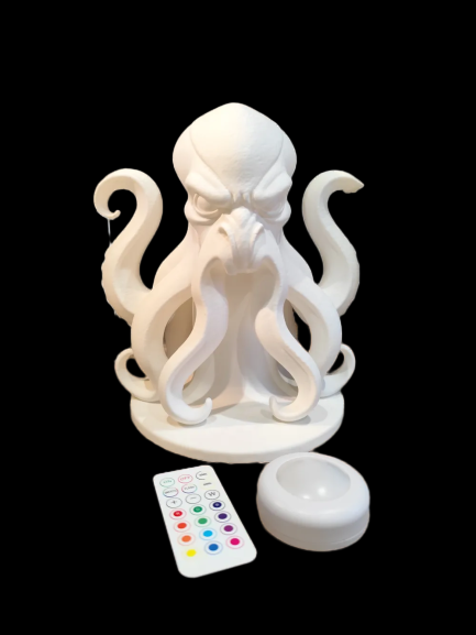 Kraken Natlampe – Skulpturel Havuhyre Lampe til Fyrfadslys eller LED med Fjernbetjening