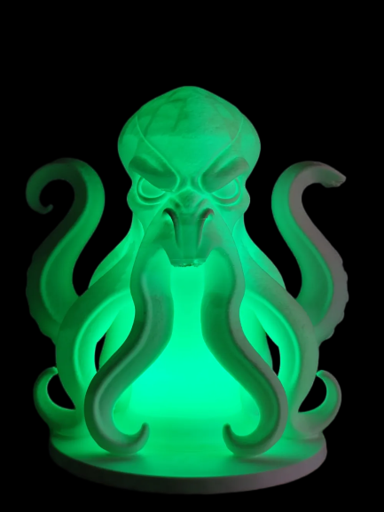 Kraken Natlampe – Skulpturel Havuhyre Lampe til Fyrfadslys eller LED med Fjernbetjening
