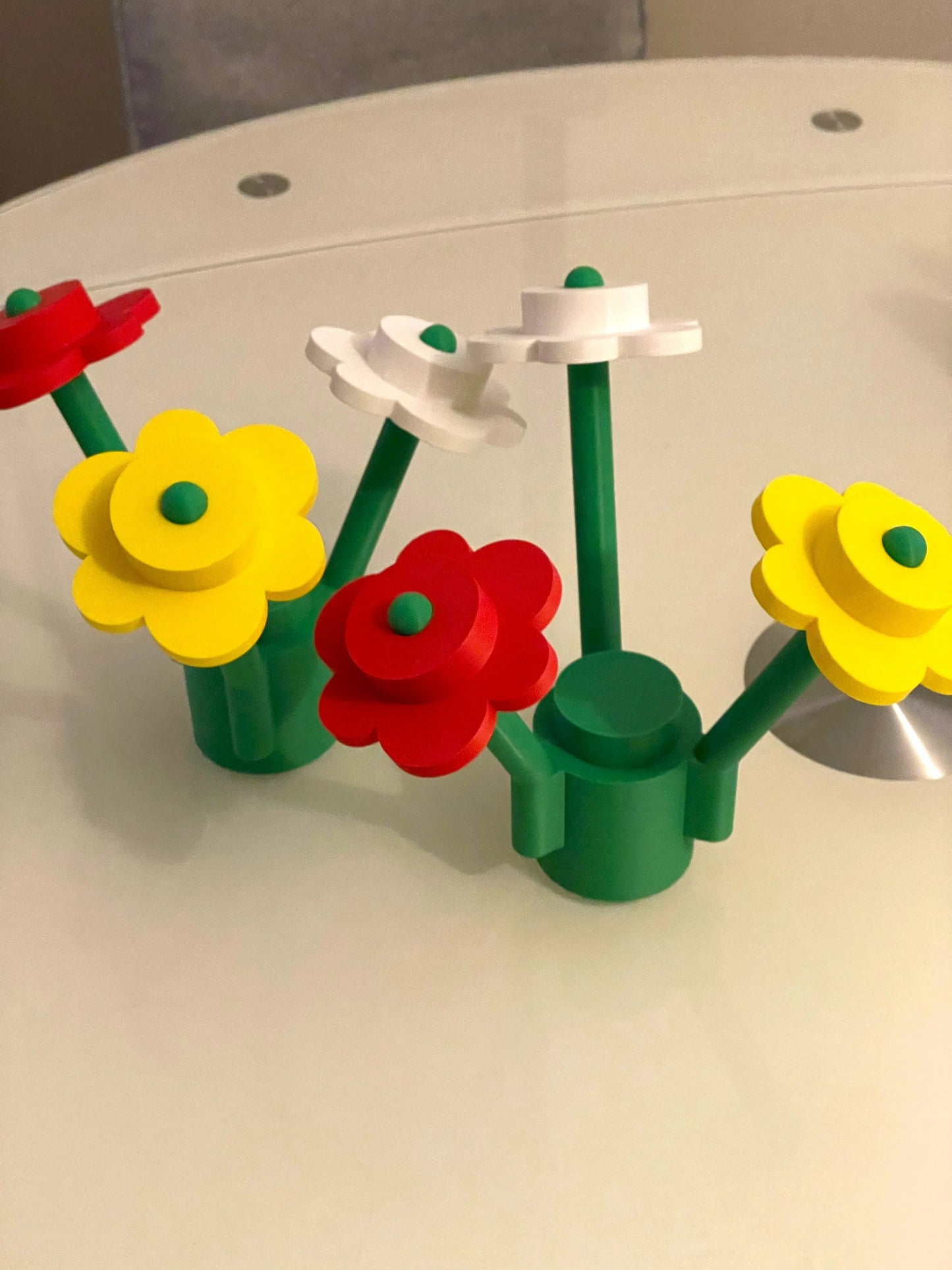 Brick Flowers med Lego-Klodsvase – Komplet Sæt med 3 Blomster & "Mud Base"