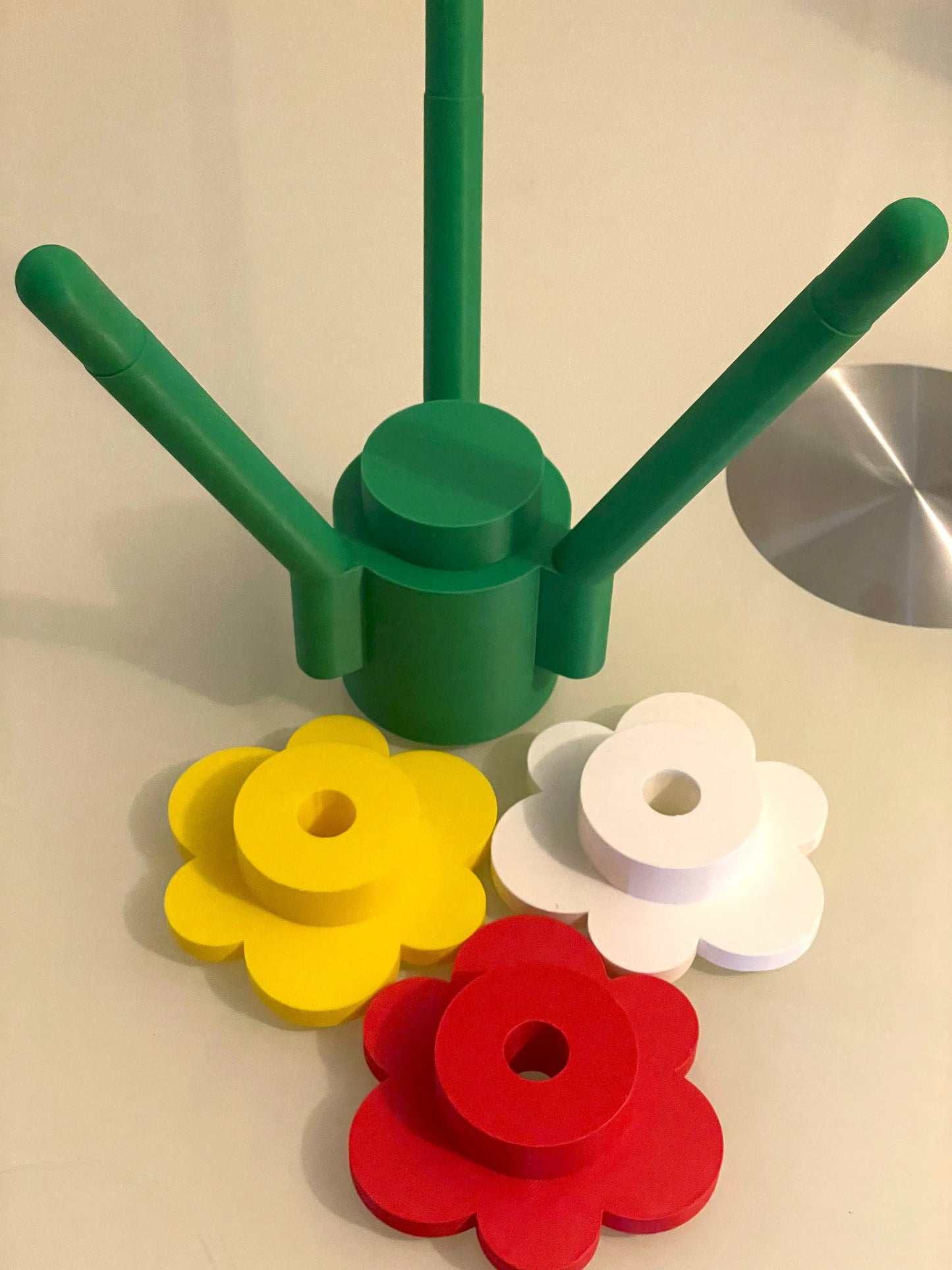 Brick Flowers med Lego-Klodsvase – Komplet Sæt med 3 Blomster & "Mud Base"