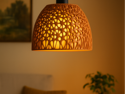 Elegant 3D-printet lampeskærm med organisk mønster