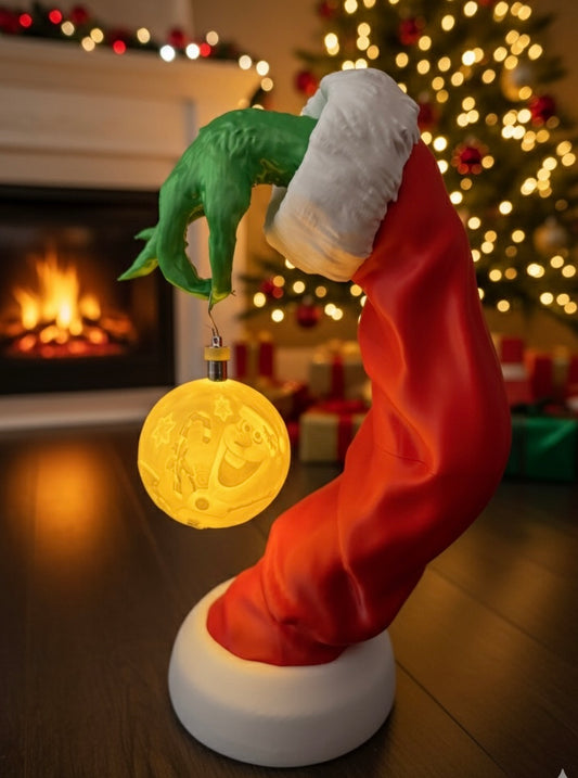 Grinch Hand juledekoration – med stand eller ophæng