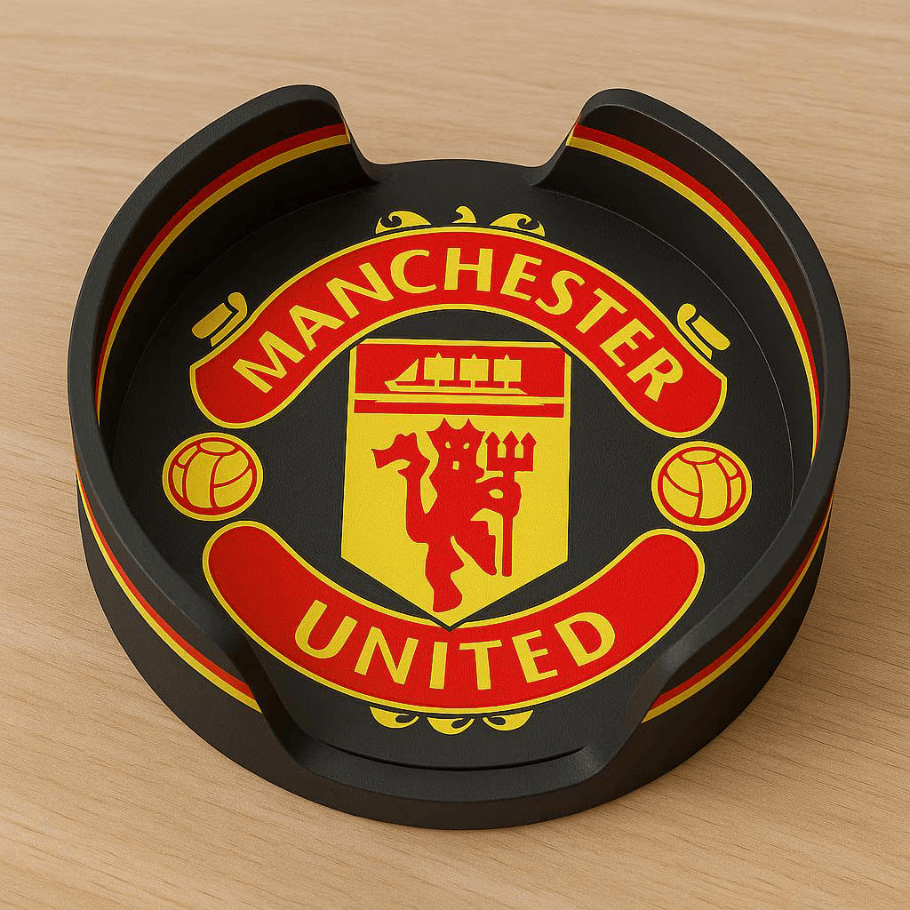 Manchester United Coaster Set – Fan‑lavede glasbrikker til Red Devils‑supportere