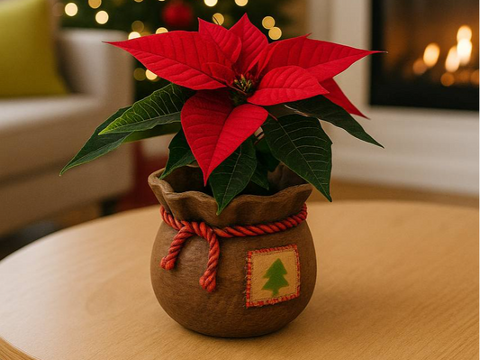 Rustik Bag Planter – hyggelig julekrukke med snor og motiv